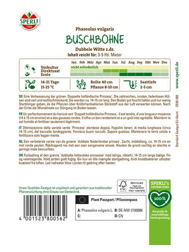 Buschbohne Dubbele Witte z.dr.