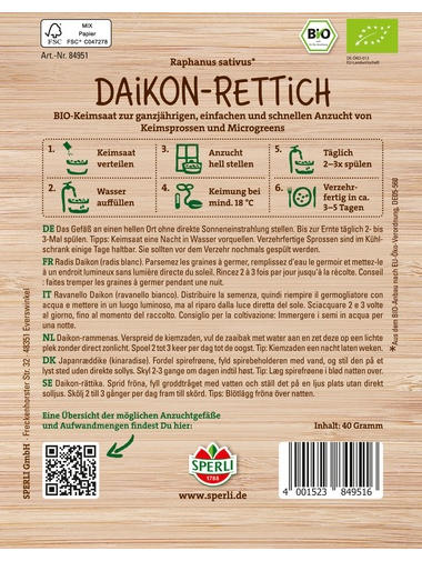 BIO Keimsprossen-Saat Daikon-Rettich