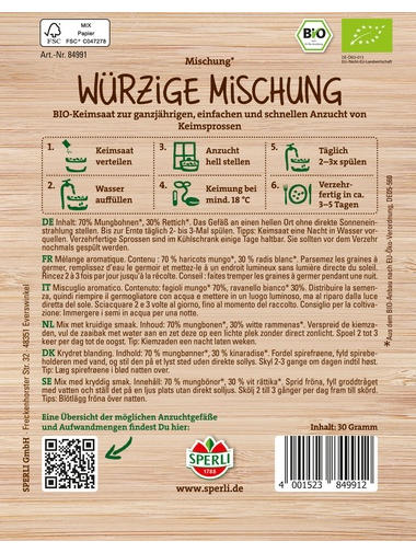 BIO Keimsprossen-Saat Würzige Mischung