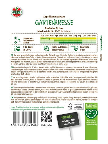 Gartenkresse Einfache Grüne, MaxiPack 50g